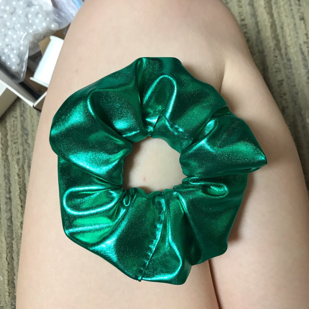 Green Metallic Scrunchie